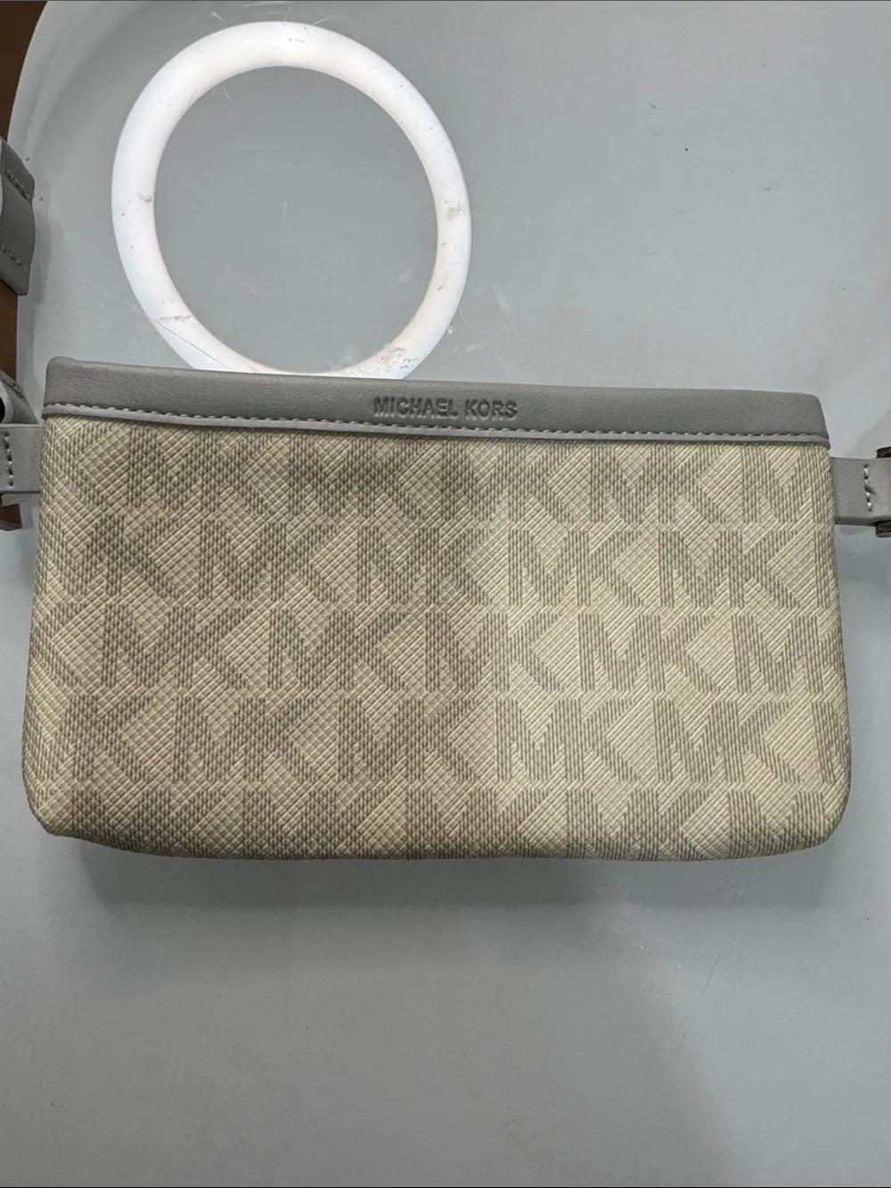 Michael Kors Cream Beige MK Monogram belt bag. NWOT